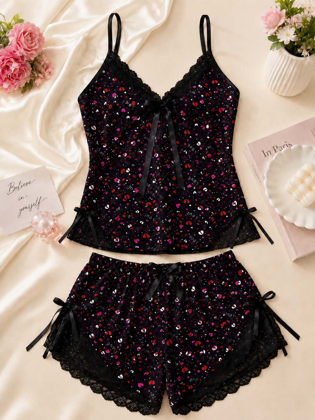 Belle & Breeze Midnight Love Lace Nighty Set