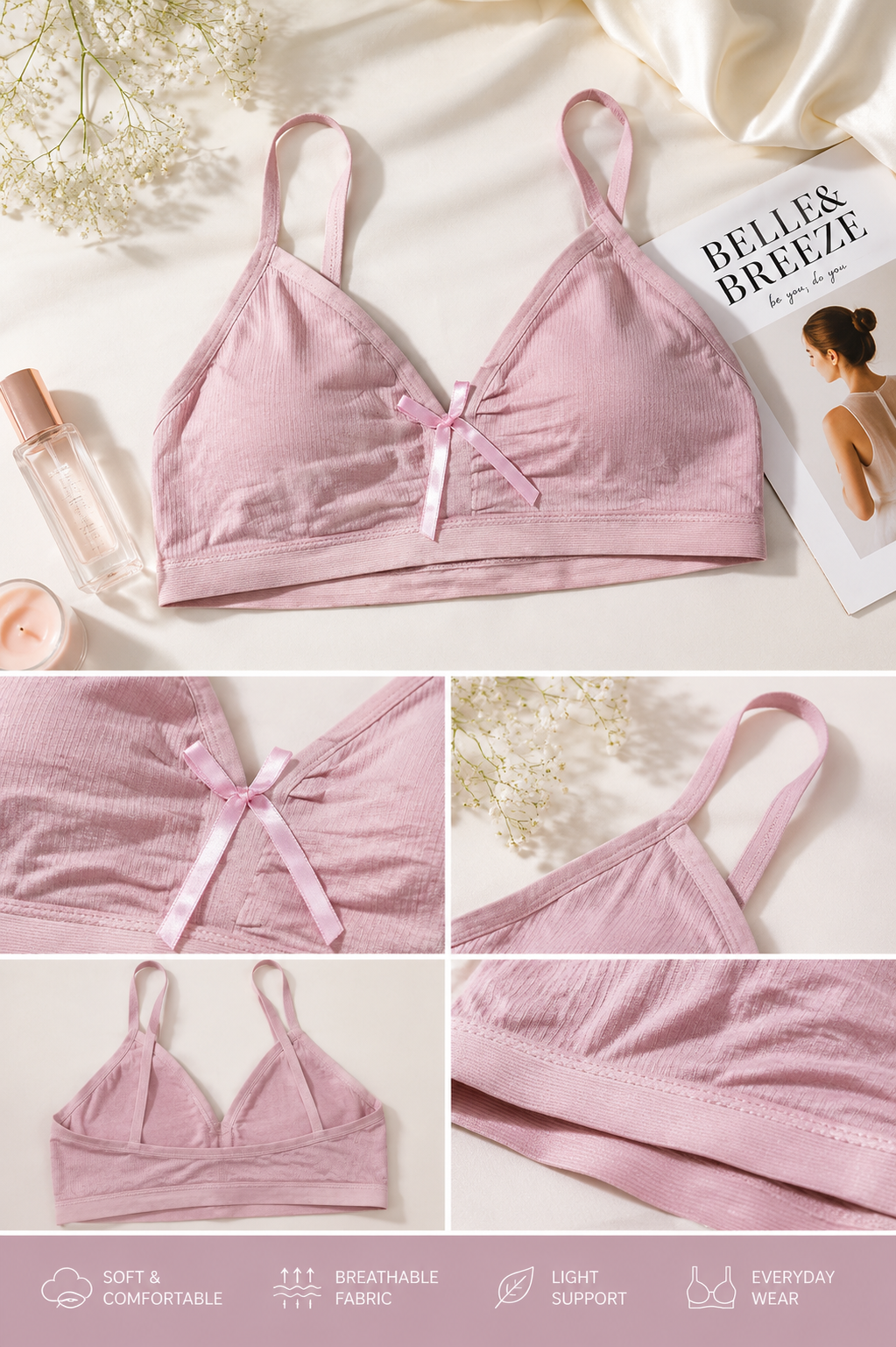 Belle & Breeze Soft Ribbed Comfort Bra