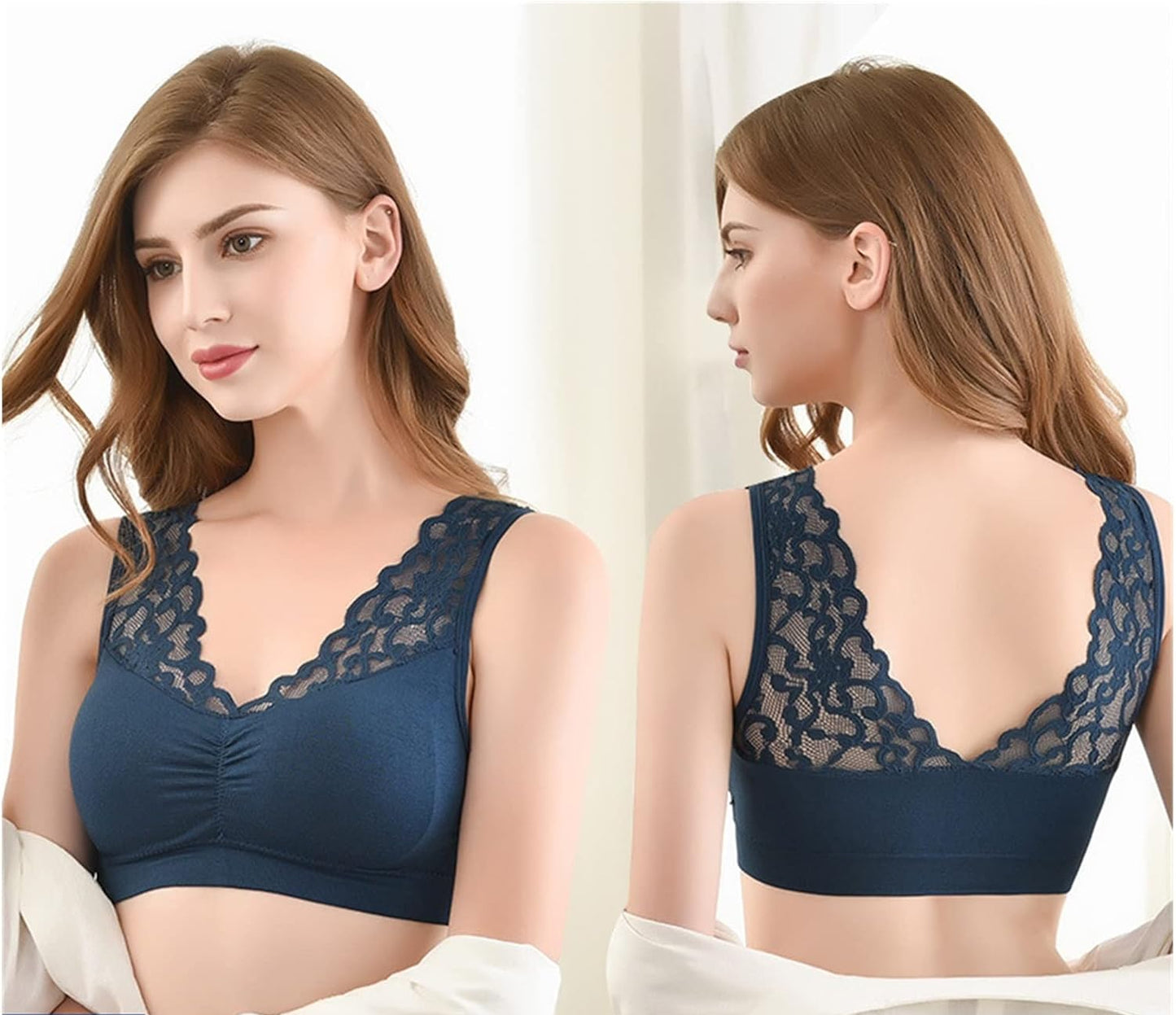 Floral Lace Comfort Bralette Wireless Support Soft Touch Lightweight Feel