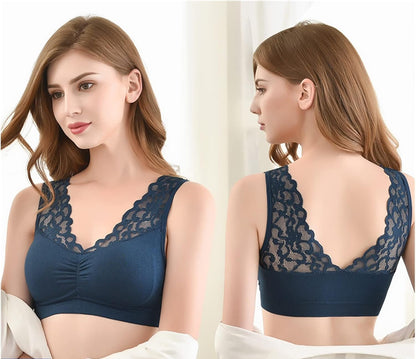 Floral Lace Comfort Bralette Wireless Support Soft Touch Lightweight Feel
