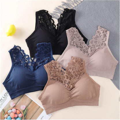 Floral Lace Comfort Bralette Wireless Support Soft Touch Lightweight Feel