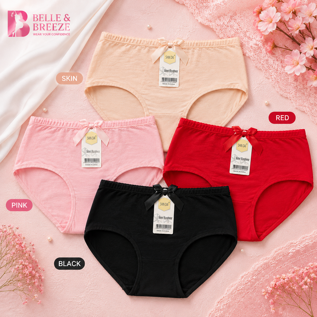 Belle & Breeze Women's Premium Soft Cotton Panties Comfortable Everyday Underwear