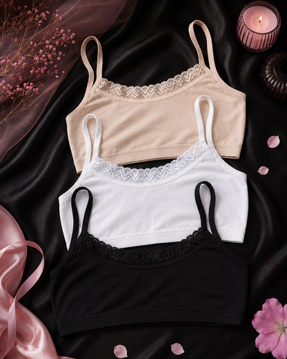 Pearl Soft Cotton Lace Bra for Girls Soft Stretch Daily Wear Bra
