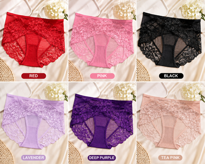 Belle & Breeze Women’sl Lace Breathable Underwear – Soft Mesh High-Waist Panty