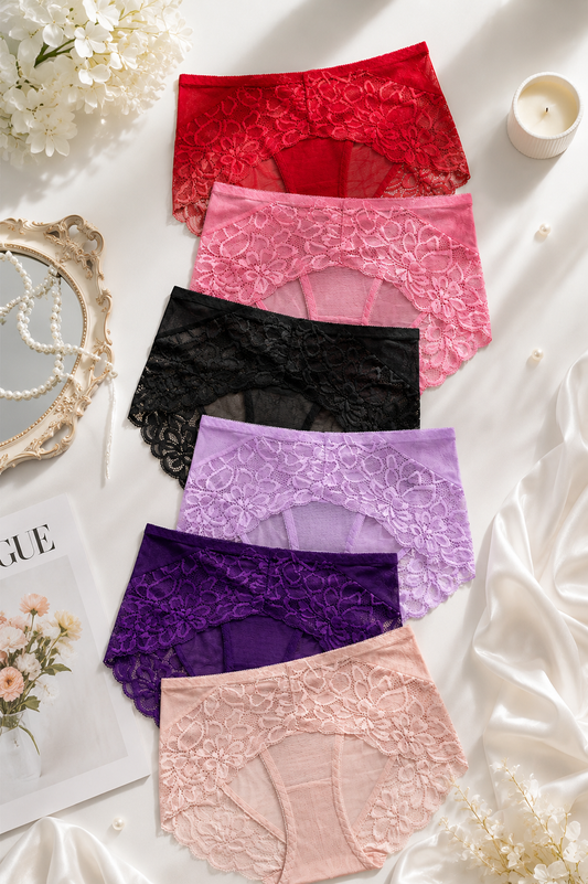 Belle & Breeze Women’sl Lace Breathable Underwear – Soft Mesh High-Waist Panty