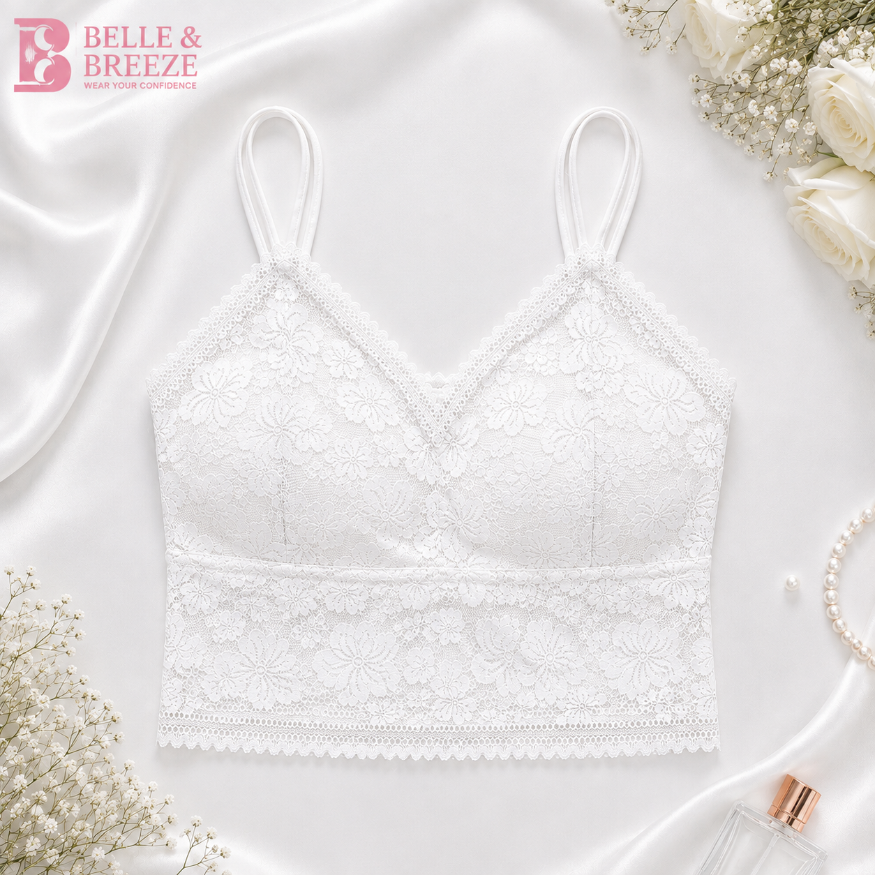 Belle & Breeze Floral Lace Camisole Bralette – Soft, Stylish & Everyday Comfortable 🌸
