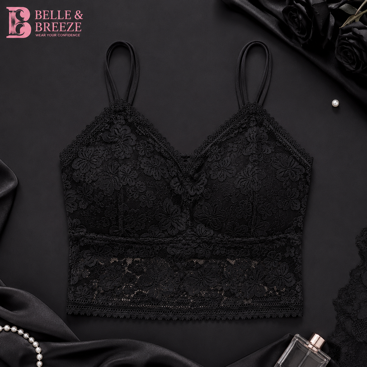 Belle & Breeze Floral Lace Camisole Bralette – Soft, Stylish & Everyday Comfortable 🌸