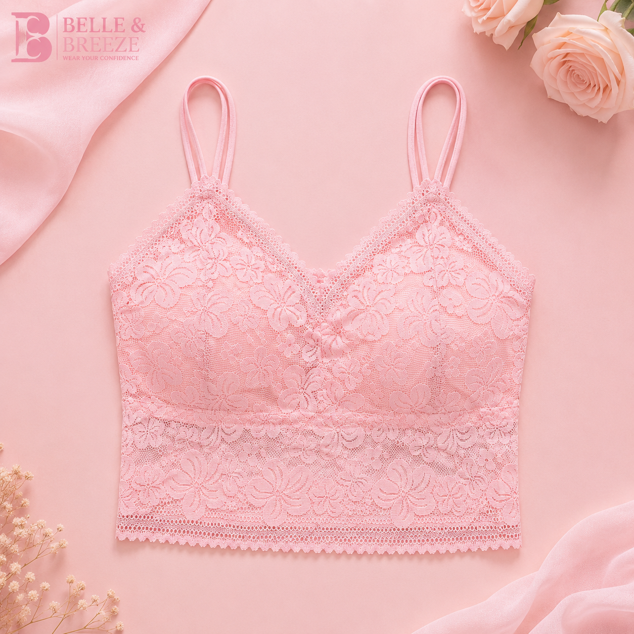 Belle & Breeze Floral Lace Camisole Bralette – Soft, Stylish & Everyday Comfortable 🌸