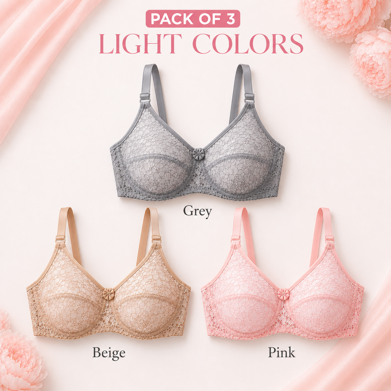 Pack of 6 - Belle & Breeze Essential Comfort – Summer Net Bra