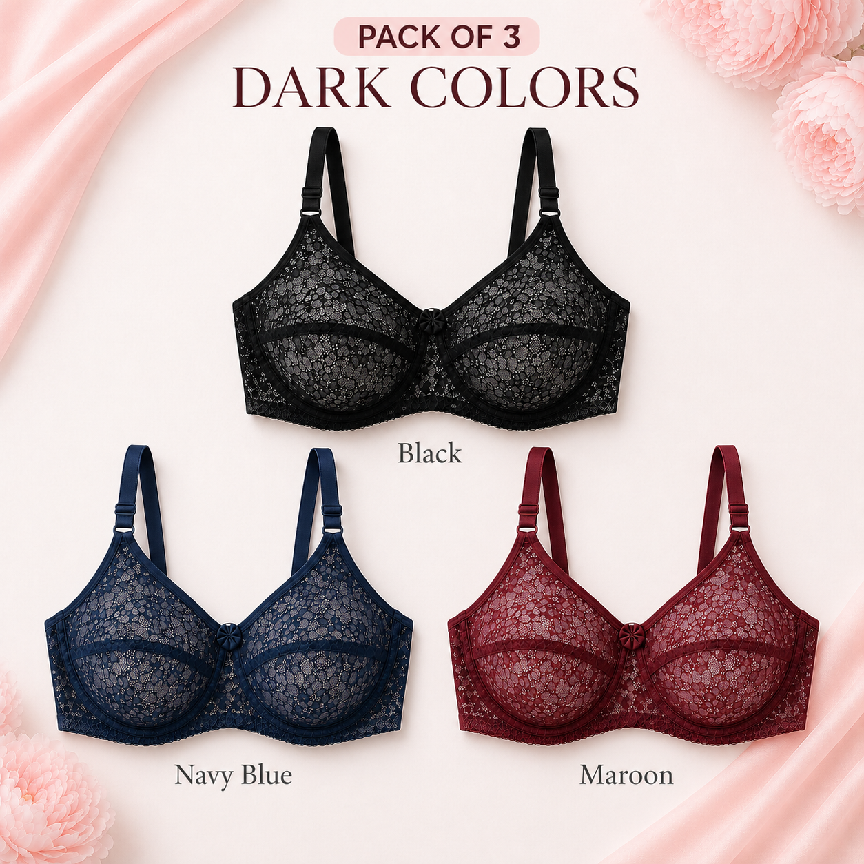 Pack of 6 - Belle & Breeze Essential Comfort – Summer Net Bra