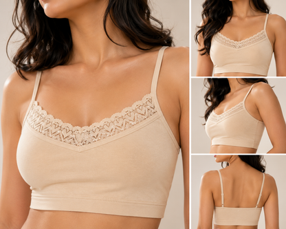 Pearl Soft Cotton Lace Bra for Girls Soft Stretch Daily Wear Bra