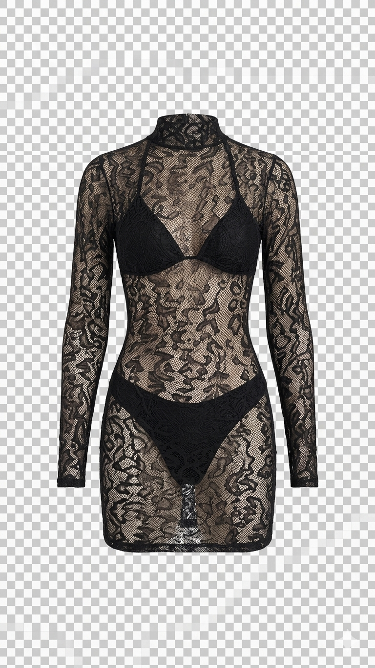 Belle&Breeze Elegant Black Floral Fishnet Bodystocking for Women