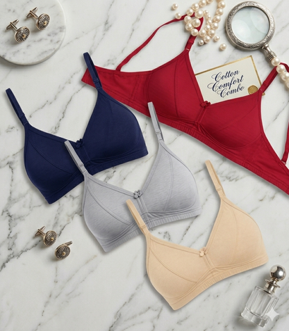 Soft Cotton Bra for Women – Everyday Comfort Wireless Bra Non Padded