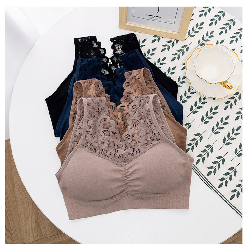 Floral Lace Comfort Bralette Wireless Support Soft Touch Lightweight Feel