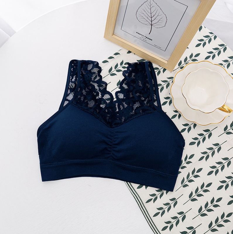Floral Lace Comfort Bralette Wireless Support Soft Touch Lightweight Feel