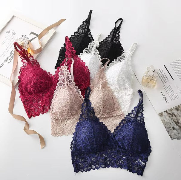 Velora Net Lace Bralette Soft Comfort Light Removable Pads