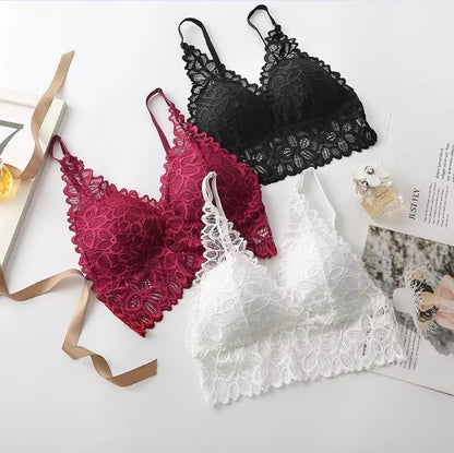 Velora Net Lace Bralette Soft Comfort Light Removable Pads